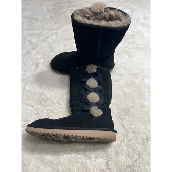 Koolaburra Victoria Spencer suede black fur boot women size 7 - Picture 9 of 9